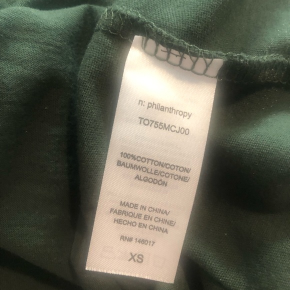 n. Philanthropy Cala Cotton Crewneck Long Sleeve Tee In Army Green. NWT! Sz XS - Picture 5 of 5